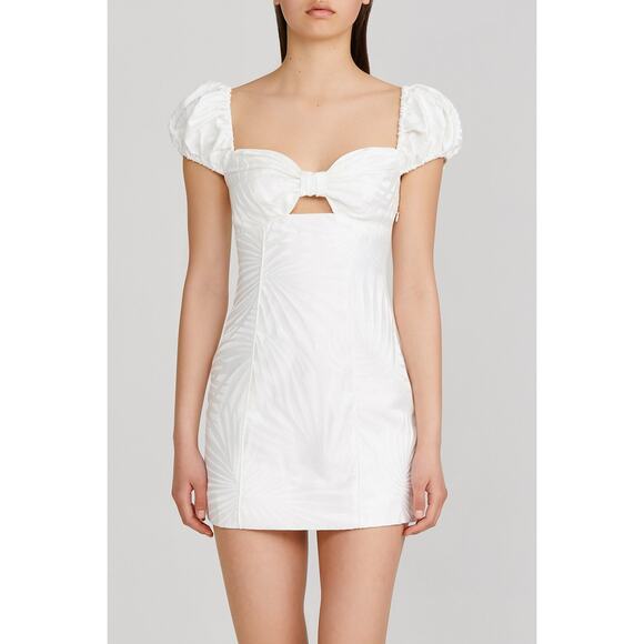 Significant Other Celia White Embroidered Palm Puff Sleeve Mini Dress NWT 6 - Picture 5 of 11